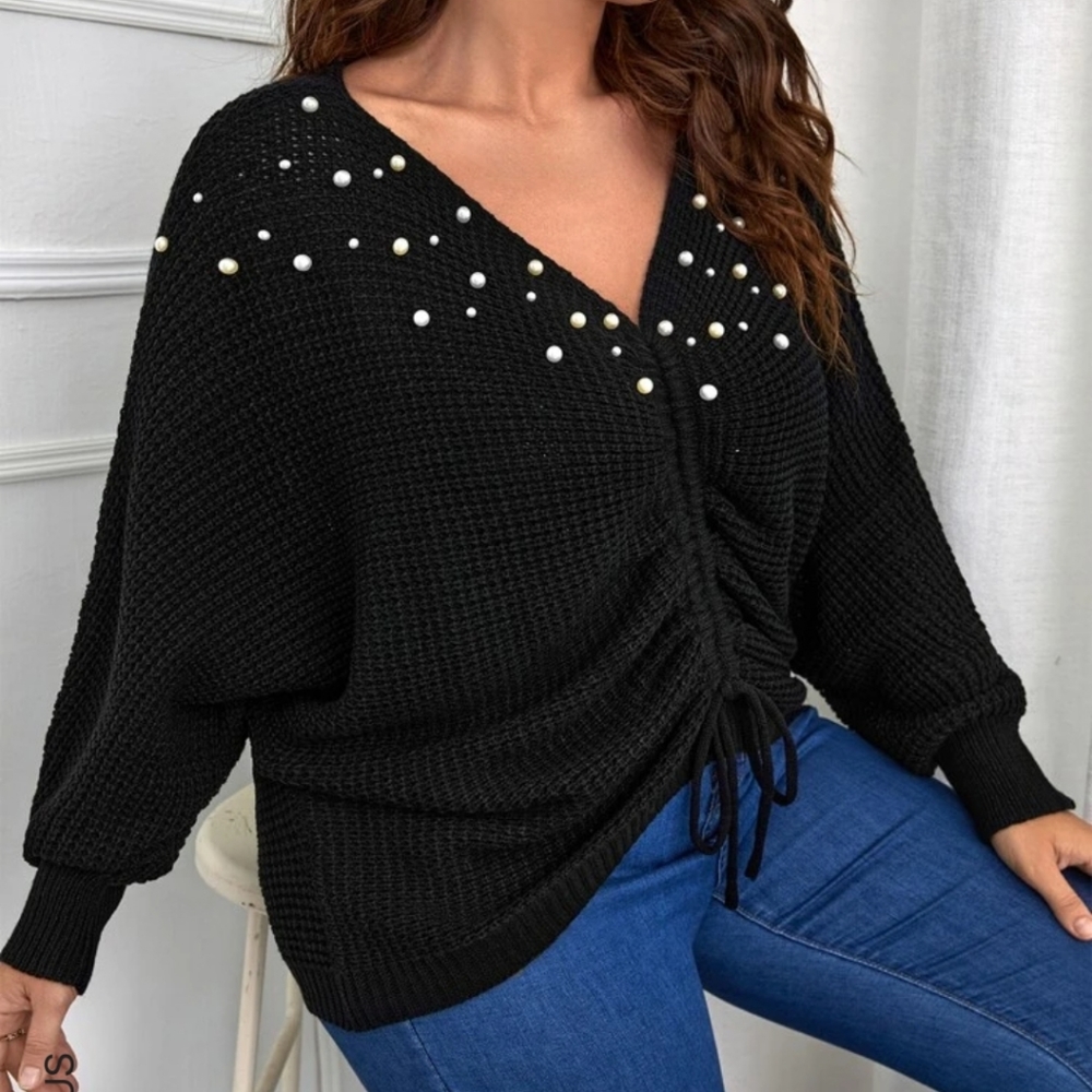 Shein plus pearl black sweater wore to try on but not my style. Sold out